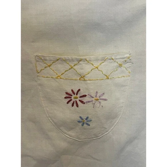 Vintage Embroidered Cream Colored Full Apron - Picture 8 of 12